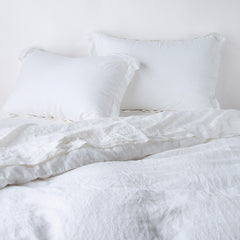 Linen Queen Duvet Cover in White from Bella Notte Linens