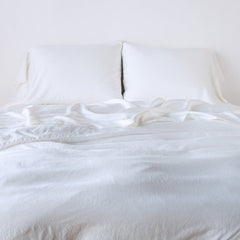 Madera Luxe King Duvet Cover in White from Bella Notte Linens
