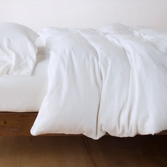 Madera Luxe Queen Duvet Cover in White from Bella Notte Linens