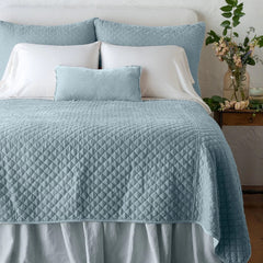 Silk Velvet Quilted Coverlet in Cloud from Bella Notte Linens