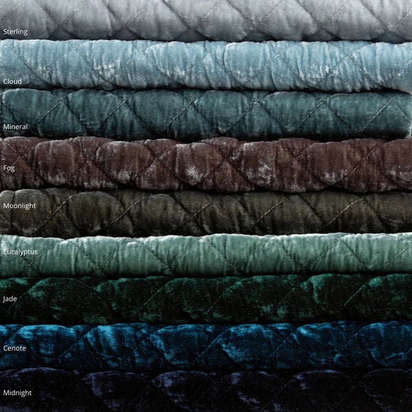 IN STOCK Silk Velvet Quilted Queen Coverlet in Cloud Bella Notte