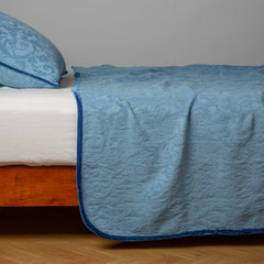 Adele Coverlet from Bella Notte Linens in the color Tahoe Blue.