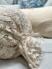 Allora Lace Bolster Cover from Bella Notte Linens in their new color, Natural.