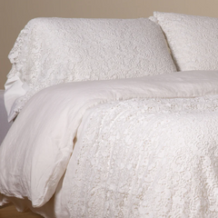 Allora Lace Standard Pillowcase in White from Bella Notte Linens