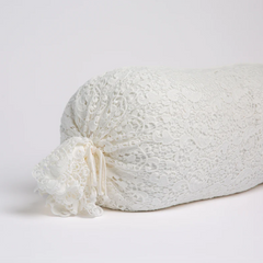 Allora Lace Bolster in Winter White from Bella Notte Linens