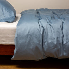 Bria Duvet Cover in Tahoe Blue from Bella Notte Linens. 