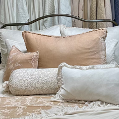 Carmen Shams in Bella Notte Linens' newest color, Crema.