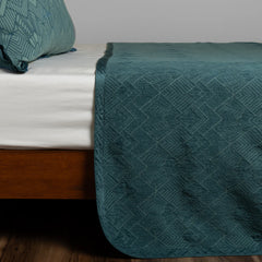 Trettino Bedspread from Bella Notte Linens in the color Cenote.