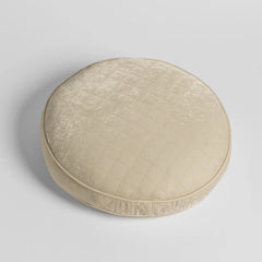 Silk Velvet Quilted Round Pillow from Bella Notte Linens in the color Crema.