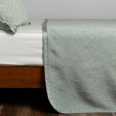 Trettino Bedspread from Bella Notte Linens in the color Eucalyptus.