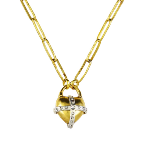 Heartglobe Charm Necklace - Ceramic Coated Brass