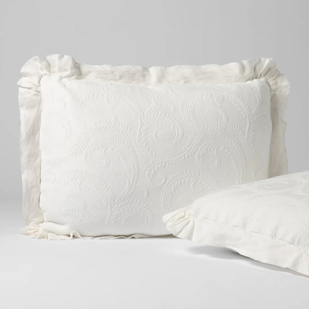 Marisette Deluxe Sham from Bella Notte Linens in the color Winter White.