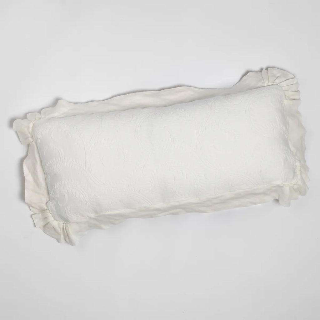 Marisette Lumbar Pillow from Bella Notte Linens in the color Winter White.