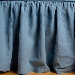 Linen Bed Skirt from Bella Notte Linens in the color Tahoe Blue.
