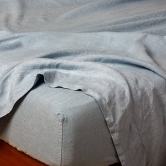 Linen Flat Sheet from Bella Notte Linens in the color Tahoe Blue.