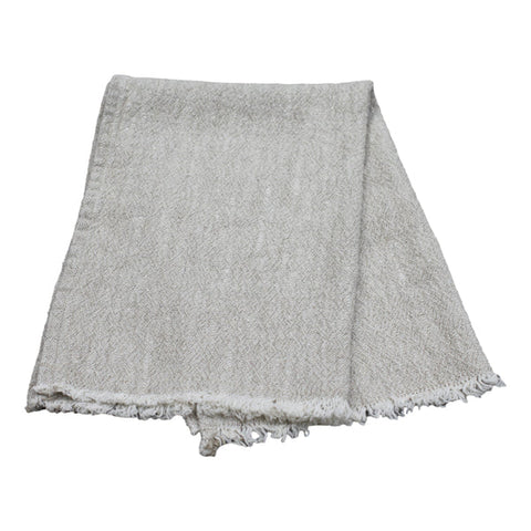 Linen Guest Towel - Stonewashed -Textured - Light Natural with Frayed Edges - Luxury Thick Linen
