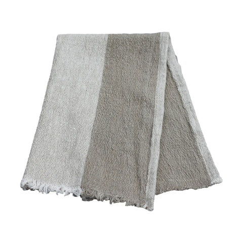 Linen Guest Towel - Stonewashed -Textured - Natural Light Natural Blocks and Frayed Edges - Luxury Thick Linen