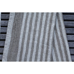 Linen Guest Towel in Textured Stonewashed with Natural Light Natural Stripes and Frayed Edges from Linen Casa