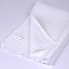 Linen Guest Towel - Stonewashed - Optic White with Frayed Edges - Luxury Thick Linen