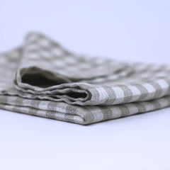 Linen Hand Towel in Stonewashed with Natural with White Small Squares from Linen Casa