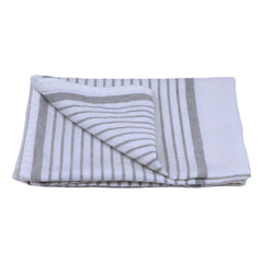 Linen Hand Towel in Stonewashed with White with Light Natural Stripes 2 from Linen Casa