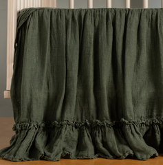 Linen Whisper Crib Skirt in Juniper from Bella Notte Linens