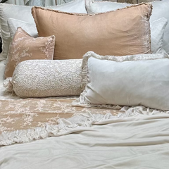 Loulah Accent Pillow from Bella Notte Linens in their new color, Crema.
