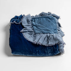 Loulah Baby Blanket from Bella Notte Linens in the color Tahoe Blue.