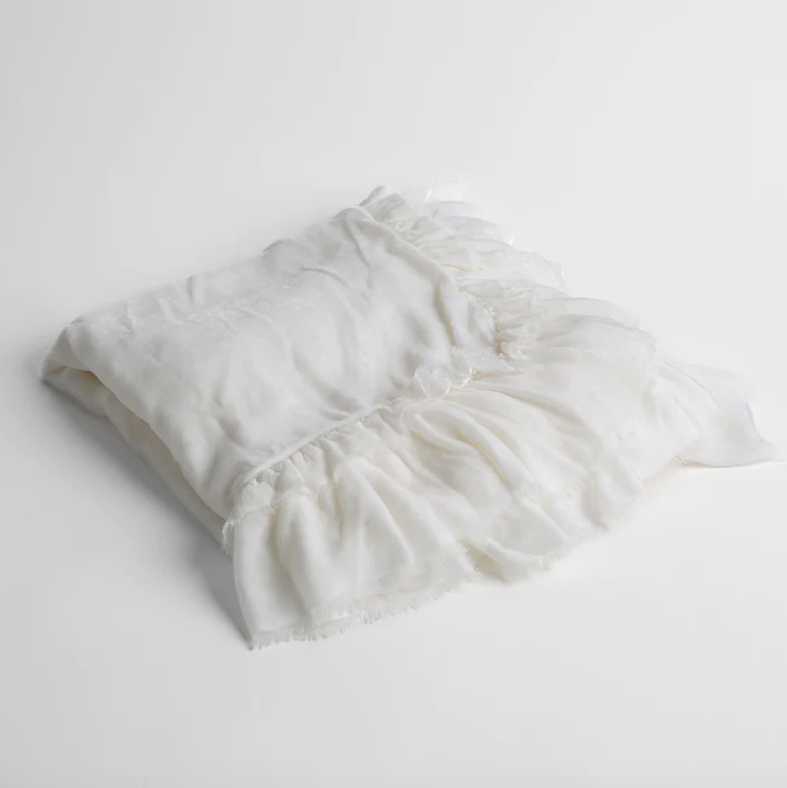 Loulah Baby Blanket in White from Bella Notte Linens