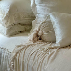 Loulah Bolster from Bella Notte Linens in their newest color, Crema. 