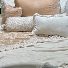 Loulah Throw Blanket in the newest color from Bella Notte Linens, Crema.