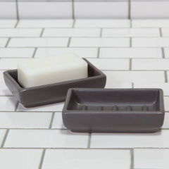Luna Ceramic Soap Dish in Matte Grey from Homart