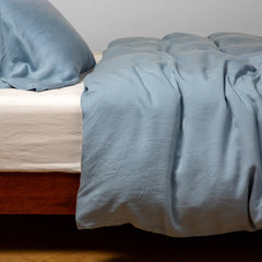 Madera Luxe Duvet from Bella Notte Linens in the color Tahoe Blue.