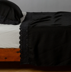 Madera Luxe Flat Sheet with Donella Lace from Bella Notte Linens in the color Corvino.