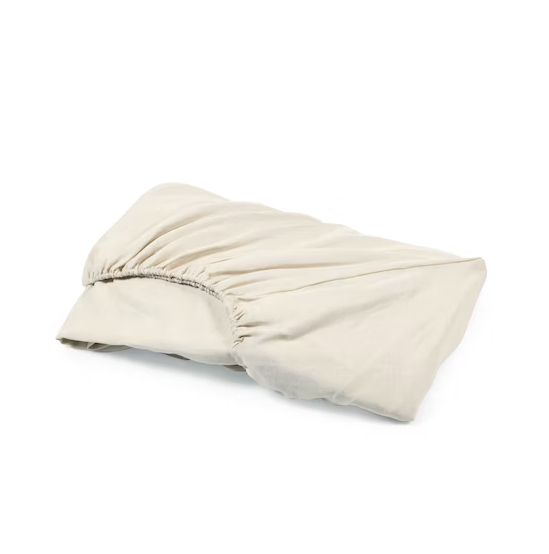 King Madison Fitted Sheet in White Sand from Libeco