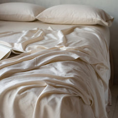 Bria Flat Sheet in Natural from Bella Notte Linens.