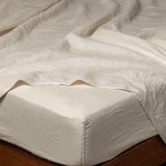 Linen Fitted Sheet from Bella Notte Linens in the color Natural.