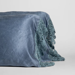 Paloma Pillowcase with Mattine Lace from Bella Notte Linens in the color Tahoe Blue.