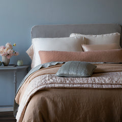 Silk Velvet Quilted Body Pillow from Bella Notte Linens in Pearl.