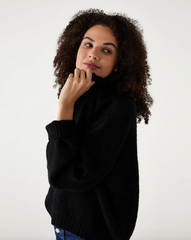 Pisa Stripe Crewneck Sweater in Black from Mersea