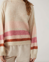 Pisa Stripe Crewneck Sweater in Buttercream Rouge from Mersea