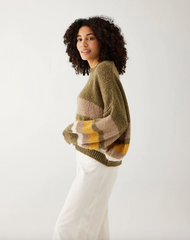 Pisa Stripe Crewneck Sweater in Olive Gold from Mersea