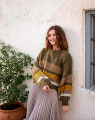 Pisa Stripe Crewneck Sweater in Olive Gold from Mersea