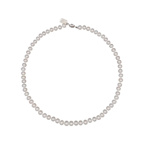 Round Pearl Necklace - White