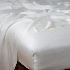 Seraphina Fitted Sheet from Bella Notte Linens in the color Winter White.