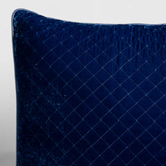 Silk Velvet Quilted Lumbar Pillow from Bella Notte Linens in the color Tahoe Blue.