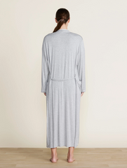Soft Jersey Piped Robe in Heather Gray from Barefoot Dreams