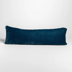 Silk Velvet Quilted Body Pillow from Bella Notte Linens in Tahoe Blue.