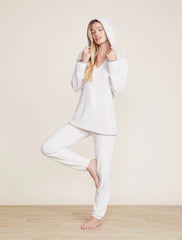 CozyChic Ultra Lite Tipped Contrast Hoodie in Almond from Barefoot Dreams