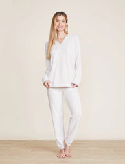 CozyChic Ultra Lite Tipped Contrast Hoodie in Almond from Barefoot Dreams